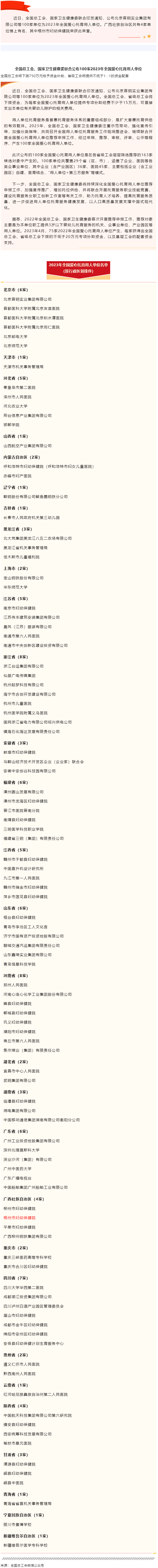 全國總工會、國家衛(wèi)生健康委聯(lián)合公布100家2023年全國愛心托育用人單位.png